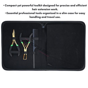 Kit de pinces professionnelles pour extensions capillaires dorées, comprenant des pinces à micro-perles, des pinces de retrait, des aiguilles à coudre, des pinces de salon et un peigne à doigts pour la séparation des mèches - Product Image 5