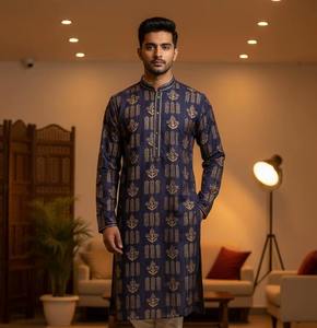 Ensemble Kurta Pajama Chikankari Gujarati à manches longues pour homme, best-seller, tenue ethnique indienne artisanale, disponible à la vente - Product Image 4