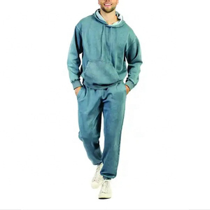 Ensemble de survêtement léger délavé à l'acide pour homme, style streetwear, avec sweat à capuche et pantalon de jogging, conception OEM personnalisée, marque privée, fabricant d'usine - Product Image 1