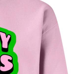 Sudadera de cuello redondo con estampado gráfico Pink Pretty Girls Only, de manga larga con puños acanalados, top casual de forro polar para mujer, estilo urbano a la moda. - Product Image 2