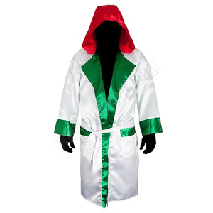 Lawd Sports <b>White</b> Green Martial Arts Robe with Red Hood Cotton & Polyester Material Protective Durable Boxing <b>Gown</b> - Product Image 6