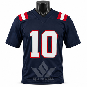 นิวอิงแลนด์ แพทริออตส์ เมย์ 10 เจอร์ซีย์เสื้อแขนสั้นสีน้ำเงินกรมท่าสำหรับผู้ชาย ชุดฟุตบอลทรงปกติ ระบายความชื้นได้ดี - Product Image 3