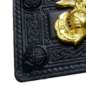 Hebilla de cinturón tradicional escocesa con insignia estadounidense, diseño de nudo celta, color negro azabache, accesorios irlandeses - Product Image 4