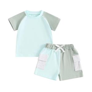 Tenues d'été pour tout-petits, vêtements pour garçon de 18 mois, 100% coton, ensemble 2 pièces pour tout-petits, chemises à col bateau et shorts pour enfants - Product Image 5