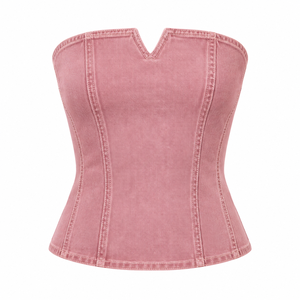 Top Corto de Mezclilla Casual para Mujer, de Primera Calidad, con Pedrería, MOQ Bajo, Personalizable - Product Image 3
