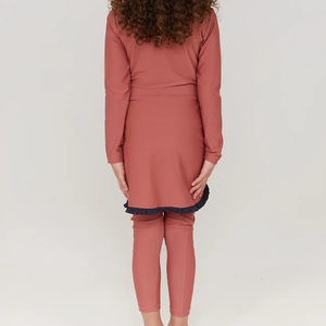 Conjunto de Traje de Baño Islámico Modesto Personalizable para Mujer: Túnica Larga, Leggings de Baño de Longitud Completa y Tops a Juego, Ecológico, de Secado Rápido Frontal - Product Image 4