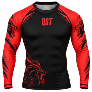 Camiseta Deportiva de Compresión para Hombre, Manga Larga, Protección UV, Poliéster/Algodón Ecológico, Secado Rápido, Transpirable, para MMA, Gimnasio y Entrenamiento - Product Image 1