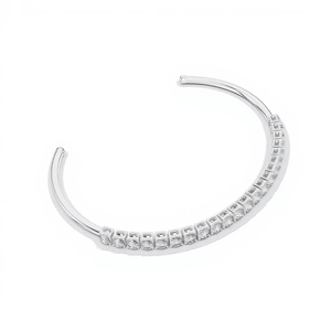 AFFORDABLE LAB GROWN CUT DIAMOND OPEN END BRACELET <b>SET</b> 18KT SOLID WHITE <b>GOLD</b> RHODIUM PLATED CERTIFIED GIFTING PARTY EVERYDAY - Product Image 2