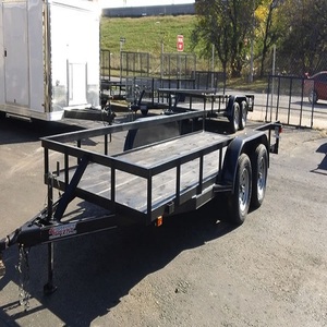 Remorque porte-voitures à plateau plat robuste, semi-remorque en acier pour le transport de marchandises, remorque utilitaire et de transport d'équipements à double essieu - Product Image 6