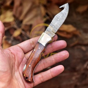 Cuchillo de bolsillo plegable DIY de Damasco de gran venta con mango de madera natural |   Cuchillo de Caza y Camping EDC Hecho a Mano |   Logotipo Personalizado 3 Años - Product Image 4