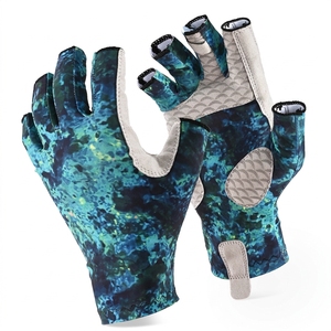 Guantes de Pesca Inteligentes, Medios Dedos, Sintéticos, con Impresión por Sublimación, Compatibles con Pantalla Táctil, Unisex, Antideslizantes, Resistentes al Desgaste, con Gancho, para Otoño - Product Image 1