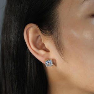 925 Sterling Silver Square Cut Moissanite Stud <b>Earrings</b> 1ct 2ct 3ct 4ct Certified Lab Diamond Princess Solitaire <b>Post</b> Unisex - Product Image 1