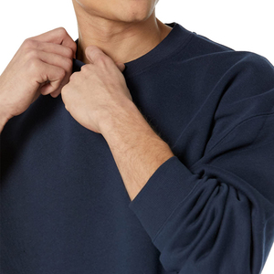 Sudadera de Cuello Redondo Azul Marino para Hombre, Corte Regular, 100% Algodón, Tejido de Punto, Estilo Casual, Otoño, Color Sólido, Manga Larga - Product Image 5
