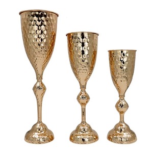 Glam gold metal <b>vase</b> set Handmade brass tabletop decor Wedding centerpiece Assured quality brass <b>vase</b> - Product Image 2
