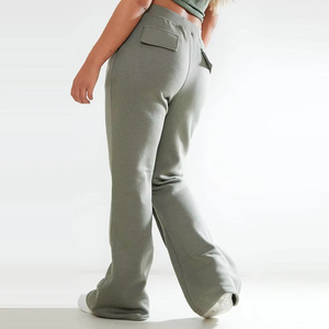 Women's Exposed Seam Straight Leg Sweatpants High <b>Waist</b> Casual Lounge Pants Soft Cotton Blend Streetwear <b>Trousers</b> - Product Image 3