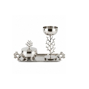 Stainless Steel Incense <b>Burner</b> Set with Gold Accent Tray and Candle Holder <b>for</b> Aromatherapy Use - Product Image 4