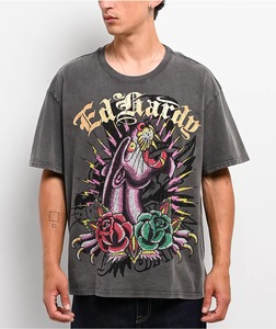 เสื้อยืดโอเวอร์ไซส์ทรงบ็อกซี่ แขนสั้น ผ้าฝ้าย ขอบดิบ สไตล์ลำลอง สตรีทแวร์ ลายกราฟิก เสื้อหลวมสำหรับผู้ชาย - Product Image 5