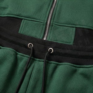 Men's Green <b>Black</b> Color Blocking Tracksuit Full Sleeve Zipper Casual Sportswear Autumn Breathable Polyester Cotton <b>Joggers</b> Set - Product Image 5