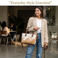 Sac bandoulière en cuir pleine fleur de qualité supérieure – Sac à main de style western fait main en noir, beige et marron avec un look rustique et vintage
