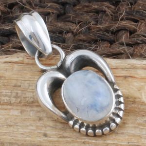 Pendentif vintage en pierre de lune arc-en-ciel naturelle, argent sterling 925 plaqué platine, collier artisanal à reflets bleus, bijoux unisexe - Product Image 2