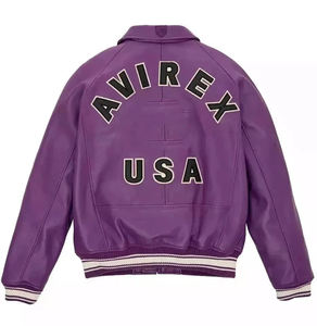 Chaquetas de Cuero Avirex Personalizadas con Logotipo Frontal, Estilo Moderno, para Hombre, Invierno, Color Sólido, Cierre de Cremallera, Ecológicas e Impermeables - Product Image 2