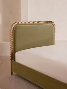 Base de Cama Moderna Suho con Cabecera Curva, Detalles Tallados Intrincados, Almacenamiento y Diseño Ecológico, Madera de Caoba Sólida - Product Image 4