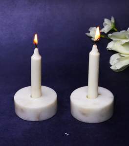 Support de bougie en marbre blanc en forme de fleur, fait main, pour table de salle à manger, décoration festive - Product Image 5