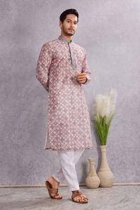 <b>Men's</b> Long <b>Kurta</b> 100% Cotton Digital Printed Textured Eid Diwali Festival Wear <b>Kurta</b> Available at Affordable Price - Product Image 3