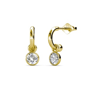 Pendientes colgantes minimalistas adornados con cristales de <span class=keywords><strong>Swarovski</strong></span> Pendientes de plata esterlina 925 Daisini chapados en oro de 18 quilates - Product Image 6