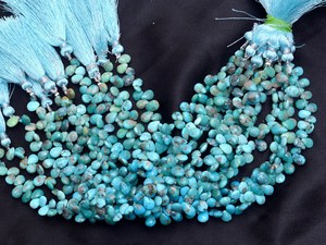 AAA+ Turquoise 7x5mm Pear Faceted Briolette Beads Natural Arizona Turquoise Semiprecious Gemstone Loose Beads For Jewelry Making - Product Image 1