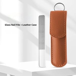 Professional Finger Toe Nail Crystal Glass Nail <b>File</b> 100 Grit Single Sided Disposable Leather <b>Case</b> Mini Nail Care Tool - Product Image 6