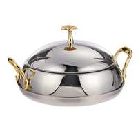 Casserole traditionnelle indienne en cuivre de qualité supérieure, pot de service avec pied, chauffe-plats, braiseur, poignées en laiton antique, couvercle assorti