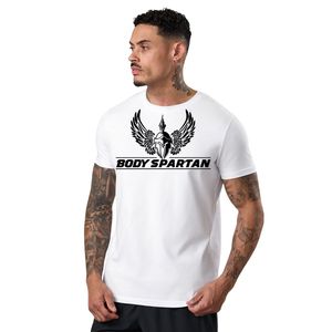 Mens <b>White</b> Jersey T Shirt Short Sleeve Athletic Gym Workout <b>Tee</b> Breathable Lightweight Running Fitness Sportswear Casual - Product Image 1