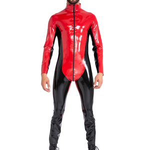 Traje Zentai de PU Rojo y Negro, Traje Ajustado de Cuerpo Entero, Manga Larga, Disfraz para Hombres Adultos, Fiesta, Cosplay - Product Image 4