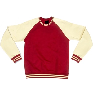 university Women's Red Cream Crew Neck Pullover Sweatshirt <b>Men</b> Regular Fit Casual Knitted Winter Embroidered Custom Logo Fleece - Product Image 1