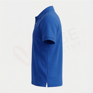 เสื้อโปโลแขนสั้นสีน้ำเงินรอยัลสำหรับผู้ชาย ผ้าฝ้าย 100% ทอแบบ Pique สวมใส่สบาย ระบายอากาศได้ดี ดีไซน์เรียบง่าย ทรงปกติ - Product Image 3