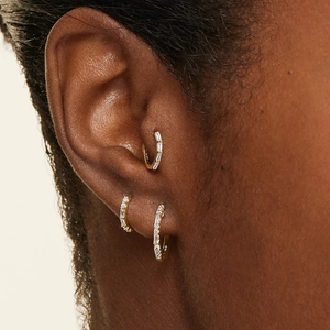 Pendientes de Aro de Oro Amarillo con Diamantes para Mujer, Corte Baguette, Color G, Cultivados en Laboratorio, Clásicos para Uso Diario - Product Image 3