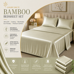 Juego de Sábanas de Bambú de 300 Hilos |   Ropa de Cama Ultra Suave, Refrescante, Transpirable y Sedosa para Hogares, Hoteles y Hostelería, Venta al Por Mayor Premium - Product Image 6