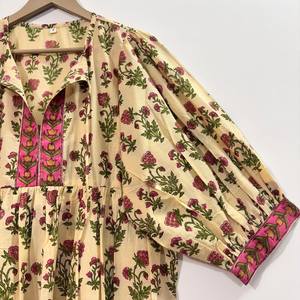 Vestido Midi Informal de Algodón Tejido para Mujer, Color Liso, Manga Corta, Cintura Imperio, Estilo Babydoll, Cuello en V, Holgado, para Todas las Temporadas - Product Image 3