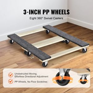 2 Confezioni di Carrelli per Mobili Resistenti con Capacità di Carico di 450 kg, 45,7 cm x 76,2 cm, Ruote Girevoli in PP da 20,3 cm x 7,6 cm, per Spostamento Mobili in Legno Duro - Product Image 2