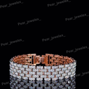 Pulsera de Lujo con 4 Hileras de Diamantes Moissanita, Estilo Hip Hop Bling, Joyería Masculina, Regalo Impresionante para Fiestas - Product Image 4