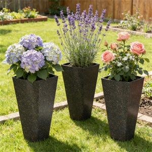 Pot de fleurs et jardinière en plastique brun de haute qualité pour usage extérieur et intérieur - Product Image 1