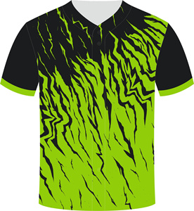 Tela para Uniforme de Béisbol, Jersey con Cuello en V para Hombre, Manga Corta, Estampado de Plantas, 100% Poliéster, Transpirable, Logotipo Personalizado, En Stock - Product Image 2