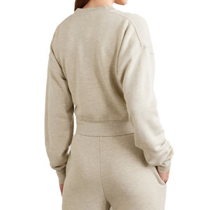 ชุดเซ็ตเสื้อสเวตเชิ้ตและกางเกงขายาวผ้าเฟรนช์เทอร์รี่สำหรับผู้หญิง ผ้าคอตตอนผสม ทรงขากว้าง แขนยาว ไหล่ตก คอกลม เนื้อผ้านุ่ม น้ำหนักปานกลาง - Product Image 3