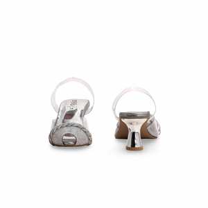 Sandales à talons fantaisie argentées modèle FN5969 - Product Image 2