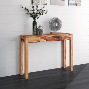 Table console carrée minimaliste en bois de rose artisanal avec tiroirs |   32x14x18 pouces |   Meubles en bois en gros - Product Image 1
