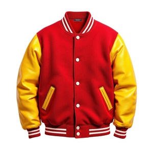 Man <b>Jacket</b> Wholesale New Arrival <b>Leather</b> Varsity <b>Jacket</b> Cream Contrast Sleeve Preppy Regular Sleeves Design Fully Customized - Product Image 3