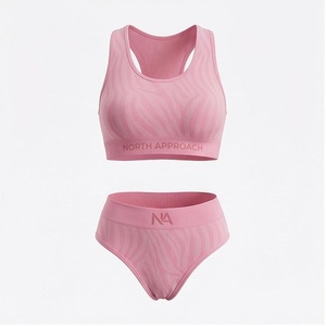 ชุดโยคะ 2 ชิ้น รุ่น North Approach สีชมพู เสื้อชั้นในแบบ Racerback กางเกงเอวสูง ระบายอากาศได้ดี ผลิตจากผ้าสแปนเด็กซ์และโพลีเอสเตอร์ เหมาะสำหรับออกกำลังกาย - Product Image 1