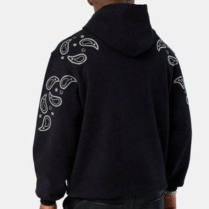 Sweat à capuche en molleton 100 % coton uni avec strass, confortable et basique, faible MOQ, idéal pour un usage décontracté, design élégant - Product Image 4