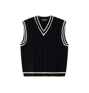 Men's Acrylic Letter Vest Sweater V-Neck Sleeveless Pullover Anti-Wrinkle Anti-Shrink Heather Color Space <b>Dye</b> Autumn ODM Knitted - Product Image 5